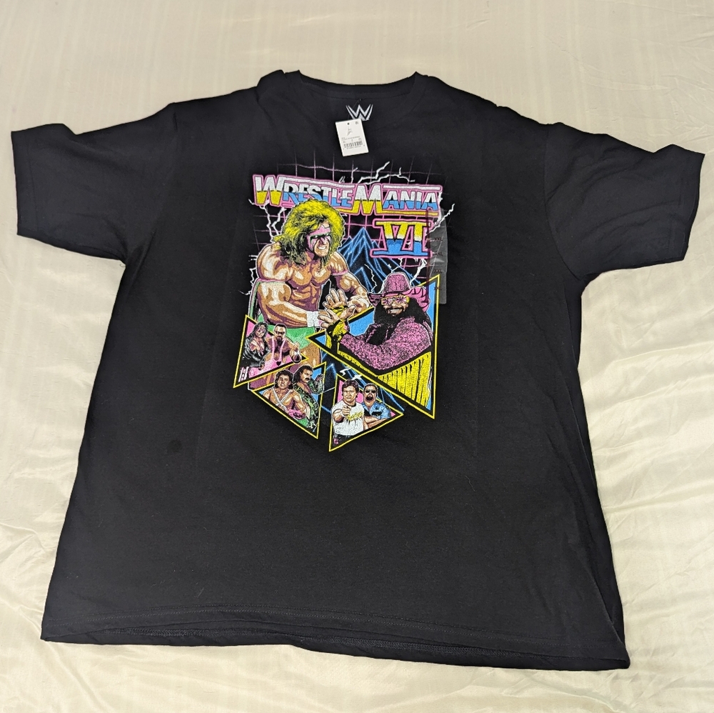 Wrestlemania IV WWF Ultimate Warrior Macho Man Brett Jim Heart Shirt Jake Snake